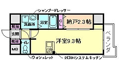 オンリーワン鶴之荘 1LDKの間取図画像