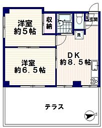 ベルフォーレ 1階2DKの間取り