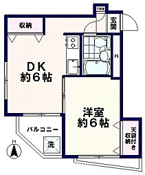 安藤ビル 3階1DKの間取り