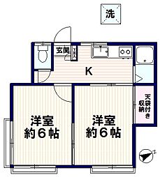 平和荘 2Kの間取図画像