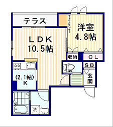 ヴァンヴェール中野富士見町 1LDKの間取図画像