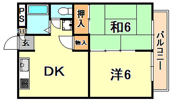 兵庫県尼崎市武庫之荘９丁目(賃貸アパート2DK・3階・40.00㎡)の写真 その2