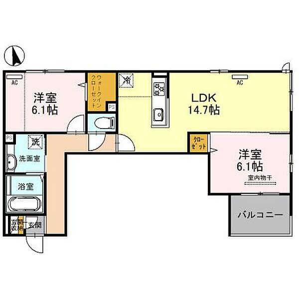 兵庫県尼崎市七松町１丁目(賃貸アパート2LDK・2階・63.65㎡)の写真 その2