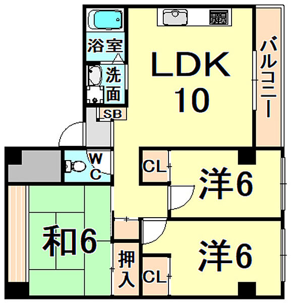 兵庫県伊丹市荻野２丁目(賃貸マンション3LDK・3階・70.45㎡)の写真 その2