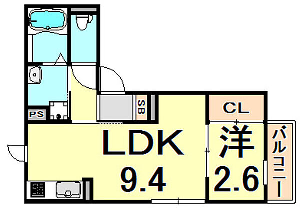 兵庫県尼崎市立花町３丁目(賃貸マンション1LDK・3階・31.59㎡)の写真 その2