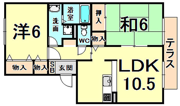 兵庫県伊丹市瑞穂町５丁目(賃貸アパート2LDK・1階・56.30㎡)の写真 その2