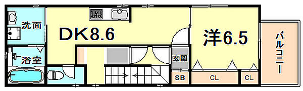 兵庫県尼崎市西難波町４丁目(賃貸アパート1DK・2階・34.56㎡)の写真 その2