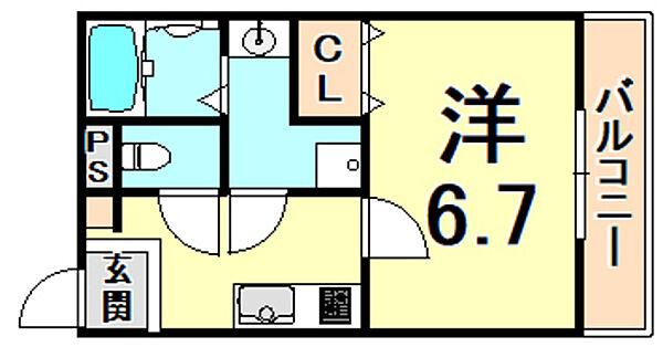 兵庫県尼崎市西大物町(賃貸アパート1K・1階・25.03㎡)の写真 その2