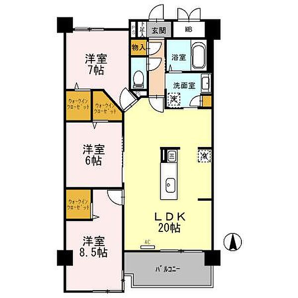 兵庫県尼崎市上ノ島町３丁目(賃貸マンション3LDK・5階・92.77㎡)の写真 その2