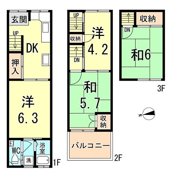 兵庫県尼崎市宮内町２丁目(賃貸一戸建4DK・1階・61.82㎡)の写真 その1