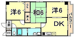 オークヴィラ園田 3DKの間取図画像