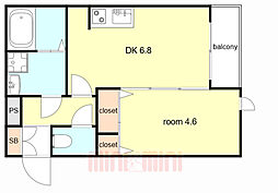 (仮称)La-Crea塚口本町 304 3階1LDKの間取り