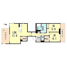 ＡＡＡｖｅｎｔｏ岡本 2階2LDKの間取り