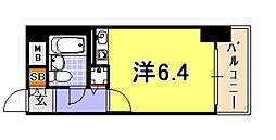 藤和シティホームズ灘 2階ワンルームの間取り