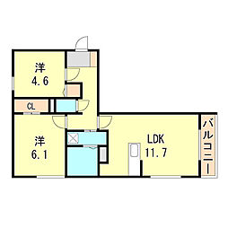 Ｇｒａｃｅ　Ａｒｋ 3階2LDKの間取り