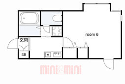 アヴェニール岡本 2階1Kの間取り