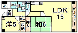 ベルパレス高木 2LDKの間取図画像