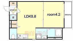 Ｆ　ａｓｅｃｉａ　ｄｕｍａｌｉｓ 1階1LDKの間取り