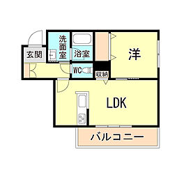 Ｐｕｒｅ　Ｇａｒｄｅｎｓ　Ｏｋａｍｏｔｏ 3階1LDKの間取り