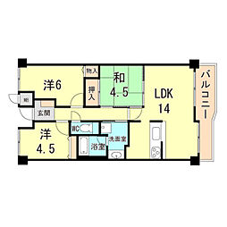 アグレスト昆陽池西 4階3LDKの間取り