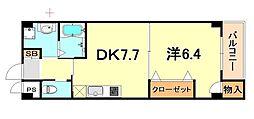 夢野アパートメント 1DKの間取図画像
