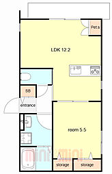 （仮称）西宮市田代町ヘーベルメゾン 101 1階1LDKの間取り