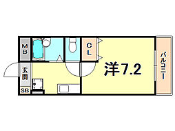 ウーナヴィータ 1Kの間取図画像