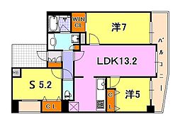 アーバネックス元町通 2SLDKの間取図画像
