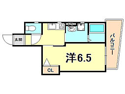 プレッジコート 401 4階1Kの間取り