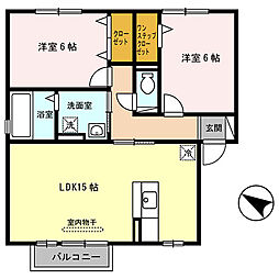 サンハイム常吉 2LDKの間取図画像