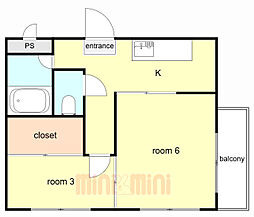 エトワール2 2DKの間取図画像