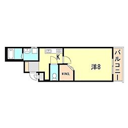 ヴィアノ大谷町 1Kの間取図画像