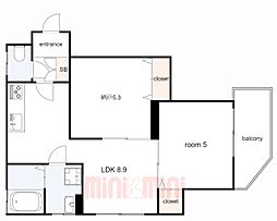 フォレストクリエオーレ中島通 1SLDKの間取図画像