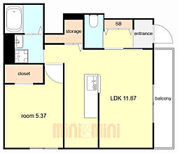 ハイツ 1LDKの間取図画像