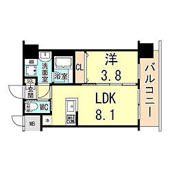 ディームス御幣島 1DKの間取図画像
