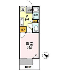 ホーミー前田 1Kの間取図画像