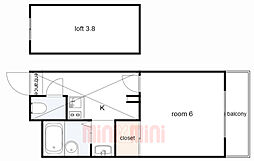 センチュリー武庫元町 1Kの間取図画像