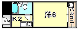 メゾン・ド・六甲パート1 1Kの間取図画像