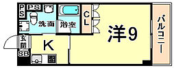 BelleFace尼崎 1Kの間取図画像