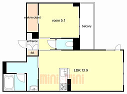 神戸市灘区高徳町6丁目マンション 1LDKの間取図画像