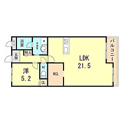 ジュネス武庫之荘2 1LDKの間取図画像