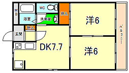 ハイツ山手 2DKの間取図画像