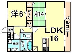 カーサイマキタDistella 2LDKの間取図画像