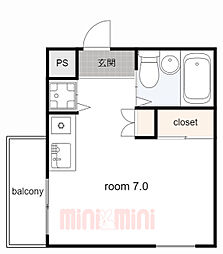 ロイヤルメゾン塚口8 ワンルームの間取図画像