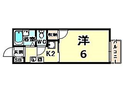 山太ハイツA 1Kの間取図画像