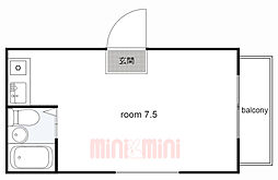 サンパレス21東園田 ワンルームの間取図画像