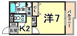 ハイツアルペンアイガー 1Kの間取図画像