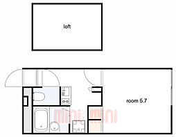 レオパレスソレイユ野里2 1Kの間取図画像