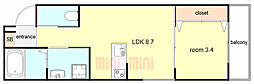 GAZELLE NOAH尼崎次屋 1LDKの間取図画像