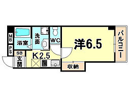 エクセル新伊丹 1Kの間取図画像